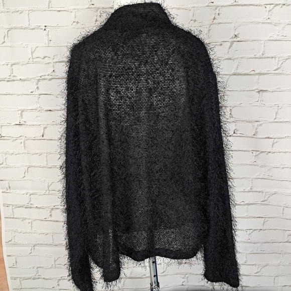 JAMIE Sadock Black Fuzzy Eylash Cardigan Sweater - Picture 9 of 13